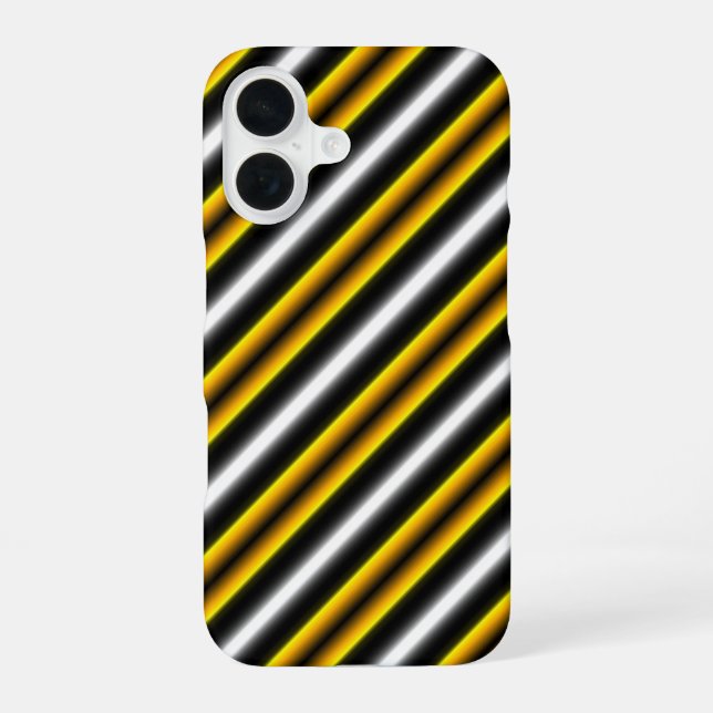 Coque iPhone 16 Bandes arc-en-ciel blanc jaune (Verso)