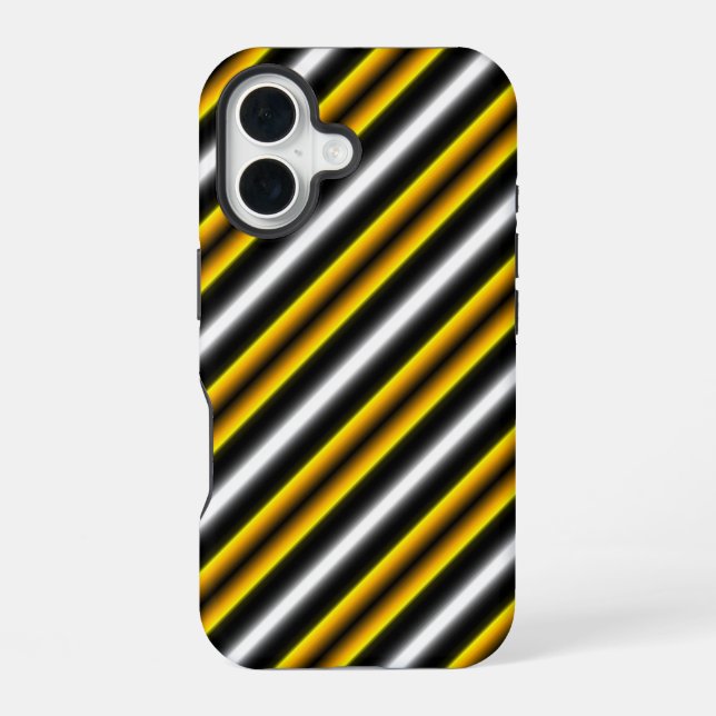 Coque iPhone 16 Bandes arc-en-ciel blanc jaune (Verso)