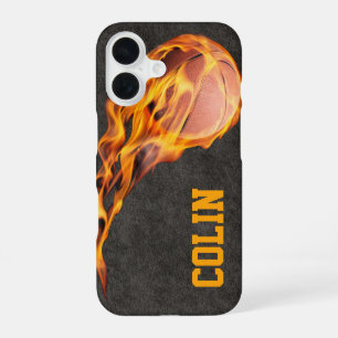 Coque iPhone 16 Basket-ball Fiery personnalisé