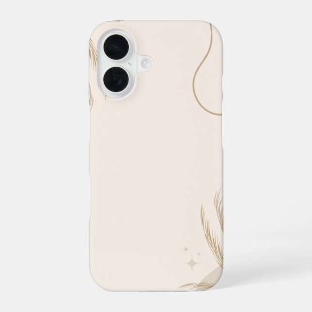 Coque iPhone 16 Beige Brown Aesthetic Floral Linktree Background | (Verso)