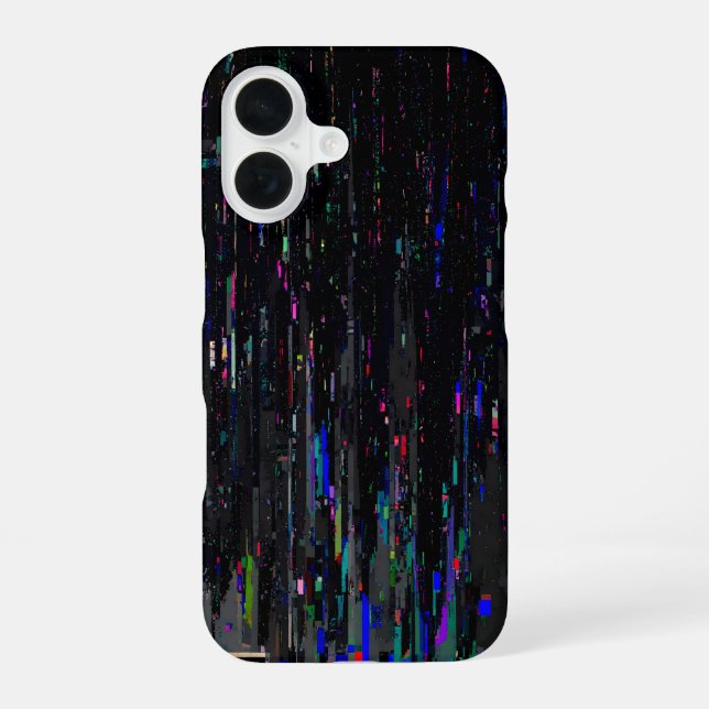 Coque iPhone 16 Black Neon Digital Glitch (Verso)