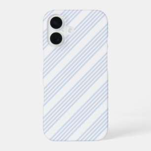 Coque iPhone 16 Bleu pâle et blanc cinq bandes motif