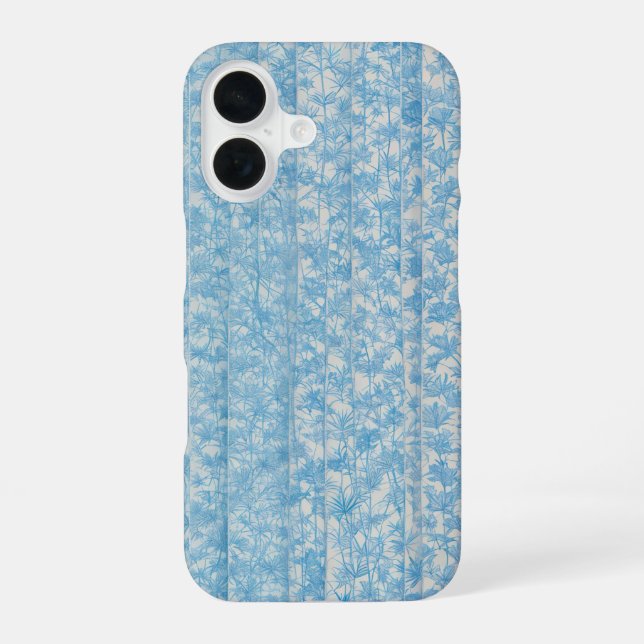 Coque iPhone 16 Blue Botanical Stripe Phone Case (Verso)
