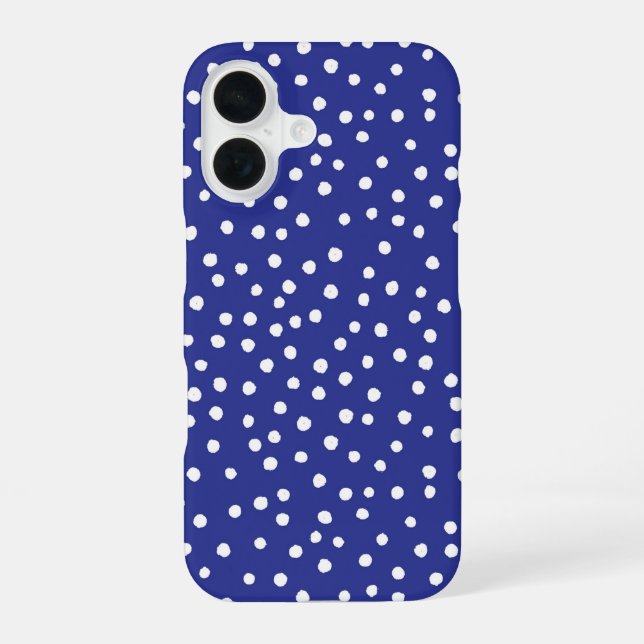 Coque iPhone 16 Blue Polka Dot Pattern Phone Case (Verso)
