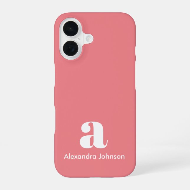 Coque iPhone 16 Blush Rose Monogramme De Nom Initial Minimal Moder (Verso)