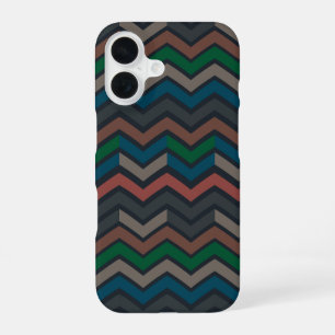 Coque iPhone 16 Bois sombre Terre Zigzag Chevron
