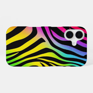 Coque iPhone 16 Boîtier d'impression Rainbow Zebra