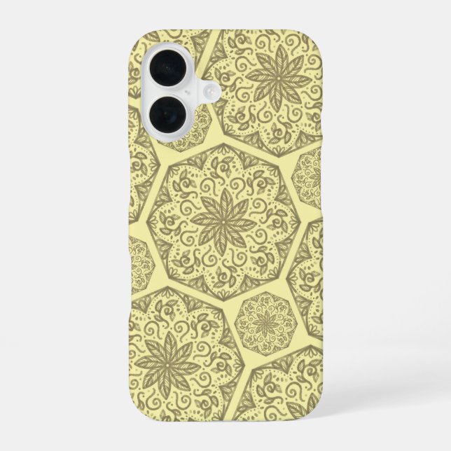 Coque iPhone 16 Boîtier téléphonique de Motif de mosaïque Golden M (Verso)