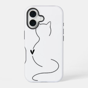 Coque iPhone 16 Boîtier téléphonique minimaliste pour chats Line A