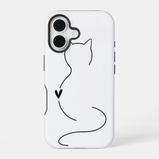 Coque iPhone 16 Boîtier téléphonique minimaliste pour chats Line A (Verso)