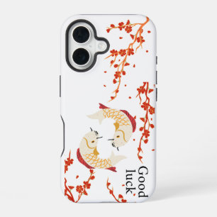 Coque iPhone 16 Bonne chance Poisson Koi avec Sakura   Japonais él