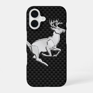 Coque iPhone 16 Buck coule cerf à queue blanche sur fibre de carbo