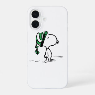 Coque iPhone 16 cacahuètes   Snoopy Green Casquette de neige