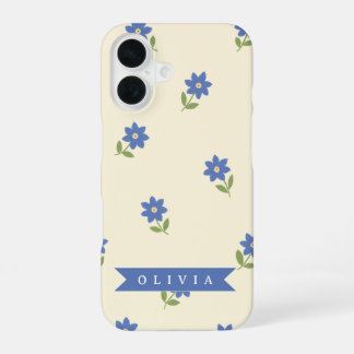 Coque iPhone 16 Cadeau personnalisé avec motif de fleur sauvage bl