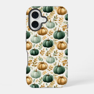 Coque iPhone 16 Cadre de photo personnalisé de citrouille d'automn
