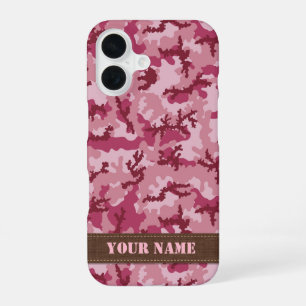 Coque iPhone 16 Camouflage rose