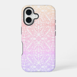 Coque iPhone 16 Carreaux Géométriques Mandala Lavande & Menthe Sér