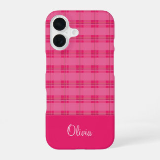 Coque iPhone 16 Carreaux Rose Chaud