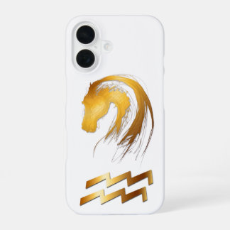 Coque iPhone 16 Cas Aquarius Cheval Astrologie Chinoise et Occiden