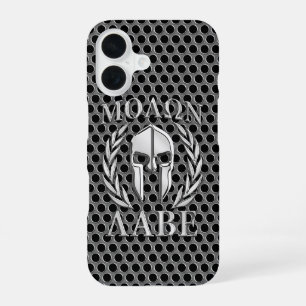 Coque iPhone 16 Casque spartiate Molon Labe Lauriers