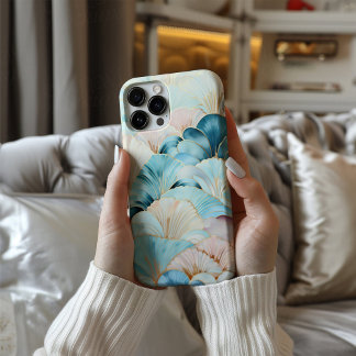 Coque iPhone 16 Celeste Deco Luxe Art Déco Sarcelle Or