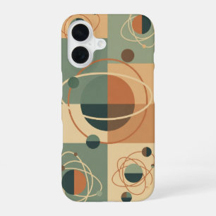 Coque iPhone 16 Cercles orbitaux rétro Pattern