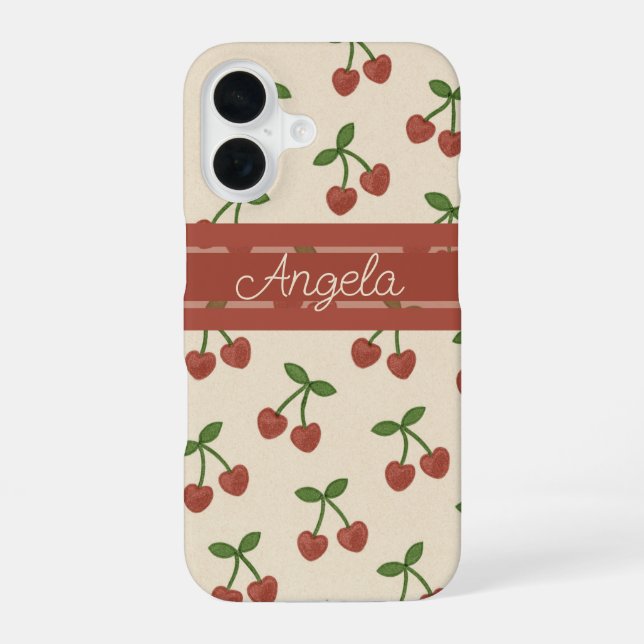 Coque iPhone 16 Cerises amoureuses (Verso)