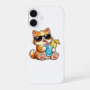 Coque iPhone 16 Chat d'été cool