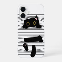 Chat Noir Caché Mignon Drôle Minimaliste Amour Des