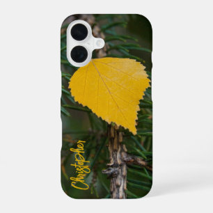 Coque iPhone 16 Chute Jaune Aspen Quitter Photo Personnalisée