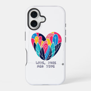 Coque iPhone 16 Coeur des plumes vibrantes
