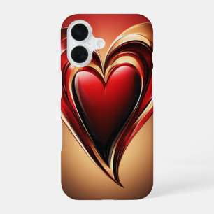 Coque iPhone 16 Cœur Rouge Brillant Avec Une Lueur Romantique Somb