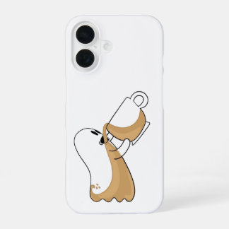 Coque iPhone 16 Coffee-Covered Ghost – Caffeine Chaos iPhone Case