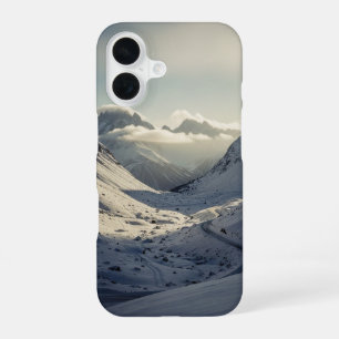 Coque iPhone 16 Col de montagne vintage dans la neige