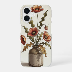 Coque iPhone 16 Composition florale vintage avec des pavots