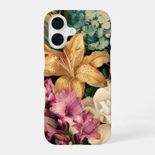 Coque iPhone 16 Composition florale vintage vibrante
