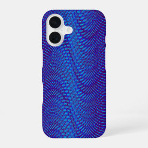 Coque iPhone 16 Cool Moiré Effet Abstrait bleu psychédélique Tripp