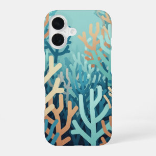 Coque iPhone 16 Corail géométrique minimaliste