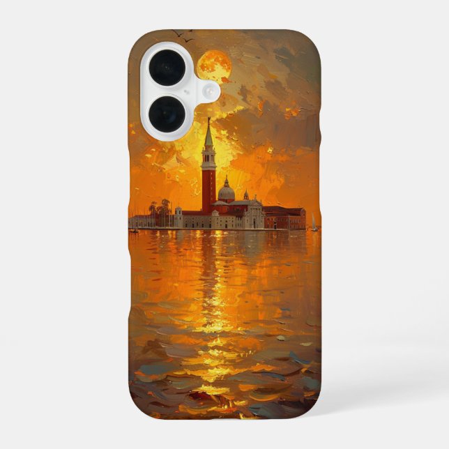 Coque iPhone 16 Coucher de soleil à Venise (Verso)