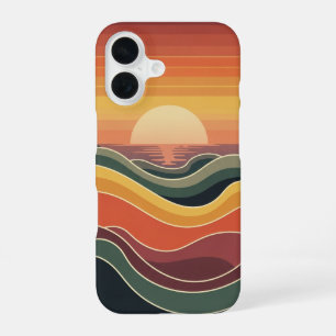 Coque iPhone 16 Coucher de Soleil Côtier Rétro