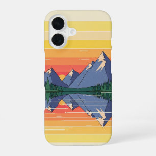 Coque iPhone 16 Coucher de soleil minimaliste des années 70 sur un