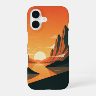 Coque iPhone 16 Coucher de Soleil Vintage sur les Montagnes