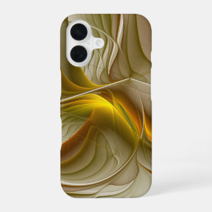 Coque iPhone 16 Couleurs de métaux précieux, art fractal abstrait