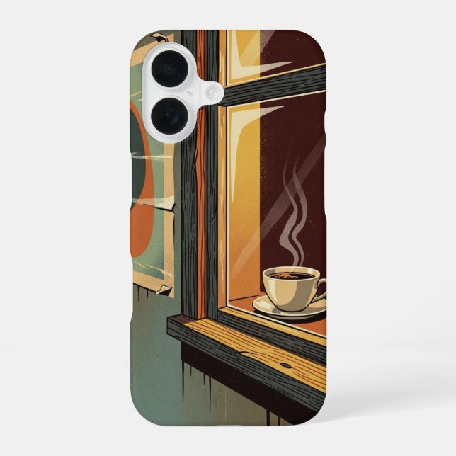 Coque iPhone 16 Cozy Retro Cafe View (Verso)