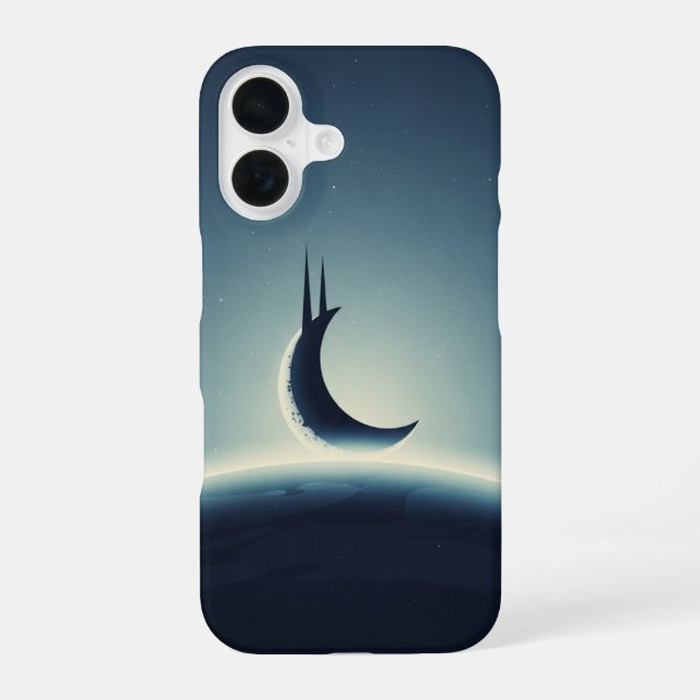 Coque iPhone 16 Croissant Vintage Au-Dessus De L'Horizon (Verso)