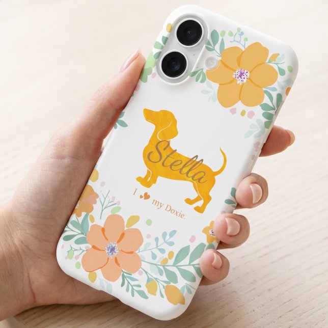 Coque iPhone 16 Custom Floral Dachshund | Personalized Dog Mom (Créateur téléchargé)