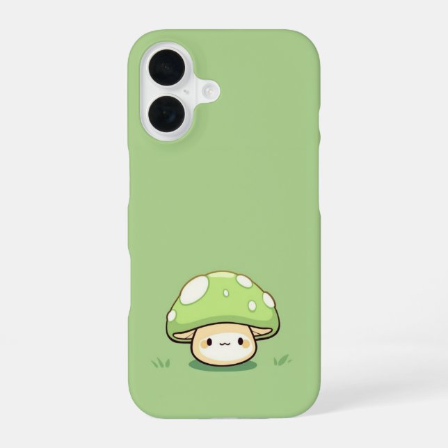 Coque iPhone 16 Cute Green Mushroom – Whimsical Nature iPhone Case (Verso)