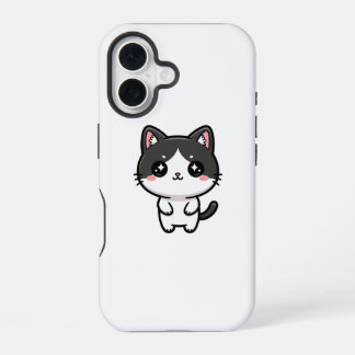 Coque iPhone 16 Cute Kawaii Tuxedo Cat Standing Character