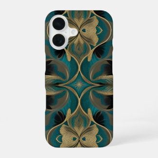 Coque iPhone 16 Damask Seamless Repetitive Pattern Flowers Teal