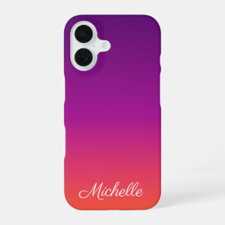 Coque iPhone 16 dégradé violet, rose et orange foncé